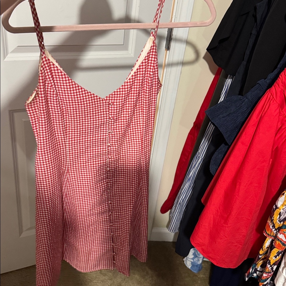 Red Gingham Sleeveless Dress